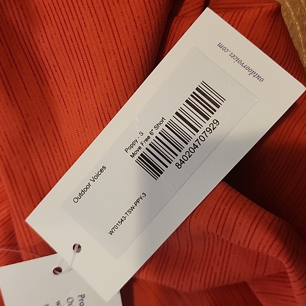 Outdoor Voices poppy move free 6' short orange brand new with tags - Picture 7 of 8